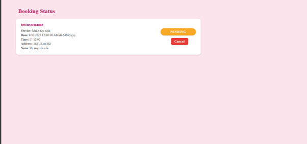 Khách hàng xem trạng thái và hủy nếu cần